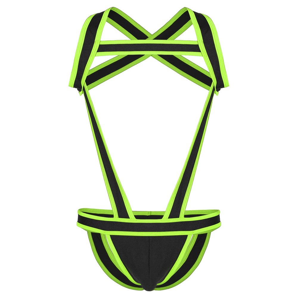 Agoky Mens Jockstrap Athletic Supporter Leotard Jumpsuits Wrestling Singlet with Removable Pouch Green A X-Large