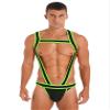 Agoky Mens Jockstrap Athletic Supporter Leotard Jumpsuits Wrestling Singlet with Removable Pouch Green A X-Large view 3