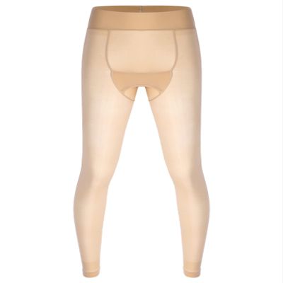 Agoky Men's Mesh Sheer Legging Compression Pants Ice Silk Underwear Tight Seamless Hosiery Trousers Nude One Size