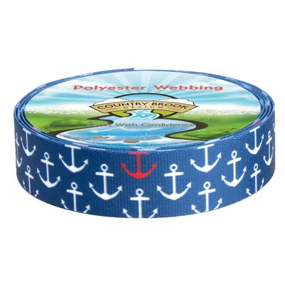 Country Brook Design - Anchors Away Polyester Webbing (1 Inch, 50 Yards)