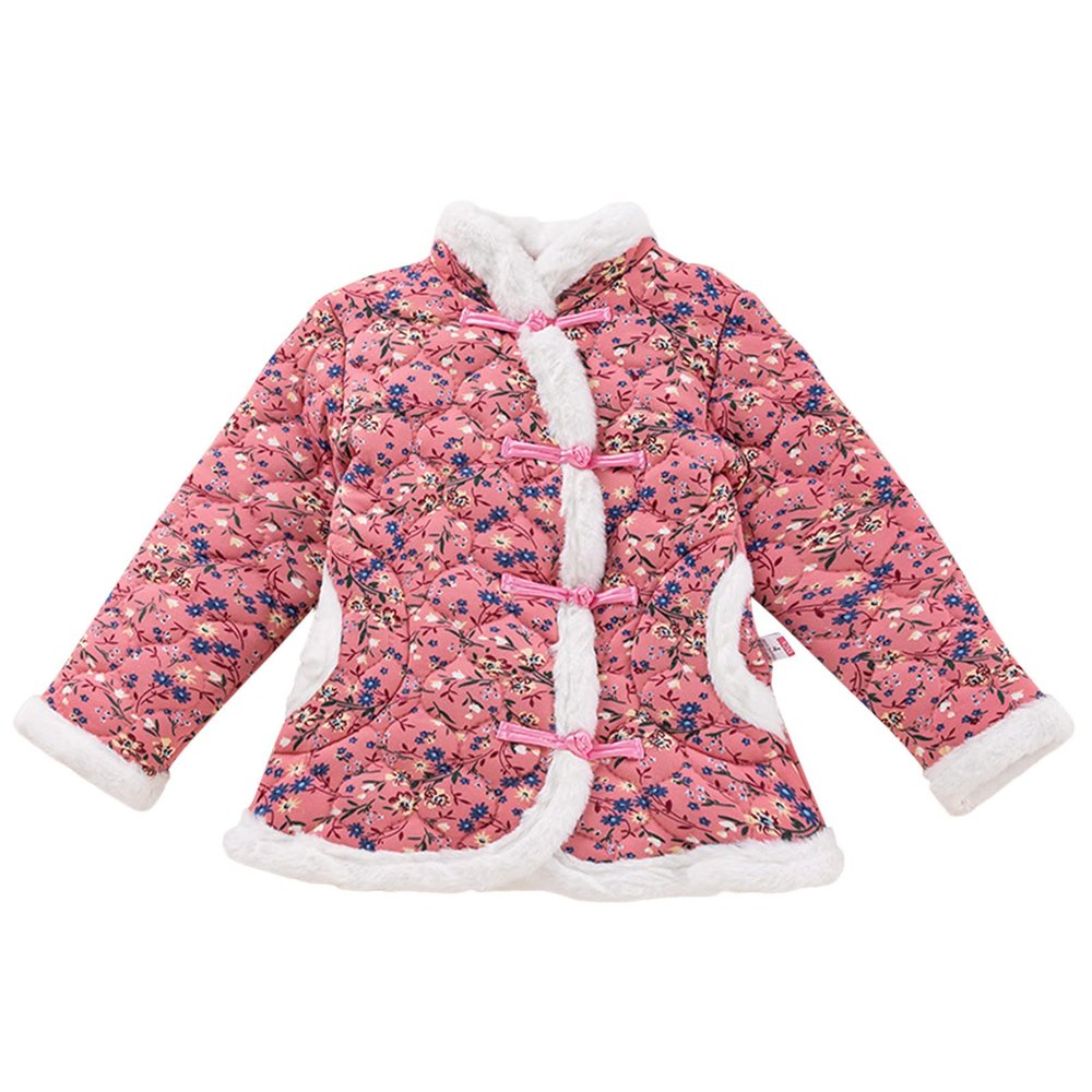 Juniors Jackets for Girls Toddler Baby Girl Coat Fleece Quilted Chinese New Year Kids Floral Jacket Outfits (Pink, 90)