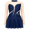 Moily Figure Ice Skating Dress Women Long Sleeve Ballet Gymnastics Leotard Dance Competition Costume Navy Blue E Large view 3