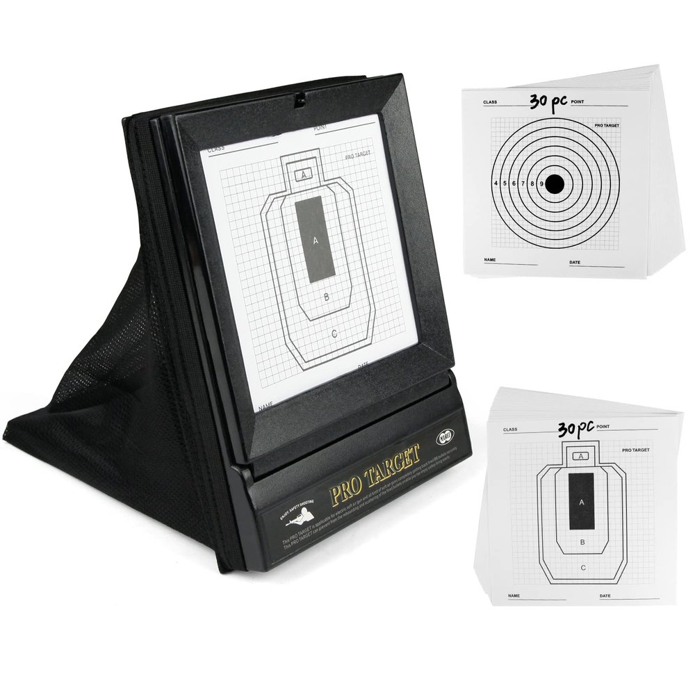 Airsoft Target with BB Catcher Portable, Reusable BB Gun Targets for Indoor Outdoor Shooting Practice, Includes 60 Replaceable Paper Sheets, Mess-Free Target Trap for Backyard or Range