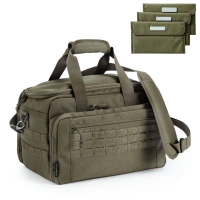 VEAGIA Pistol range bag Gun bag Pistol case Gun case Magazine Lockable double-layer explosion proof zipper Pistol Soft Carrying Bags (ArmyGreen 3.0)