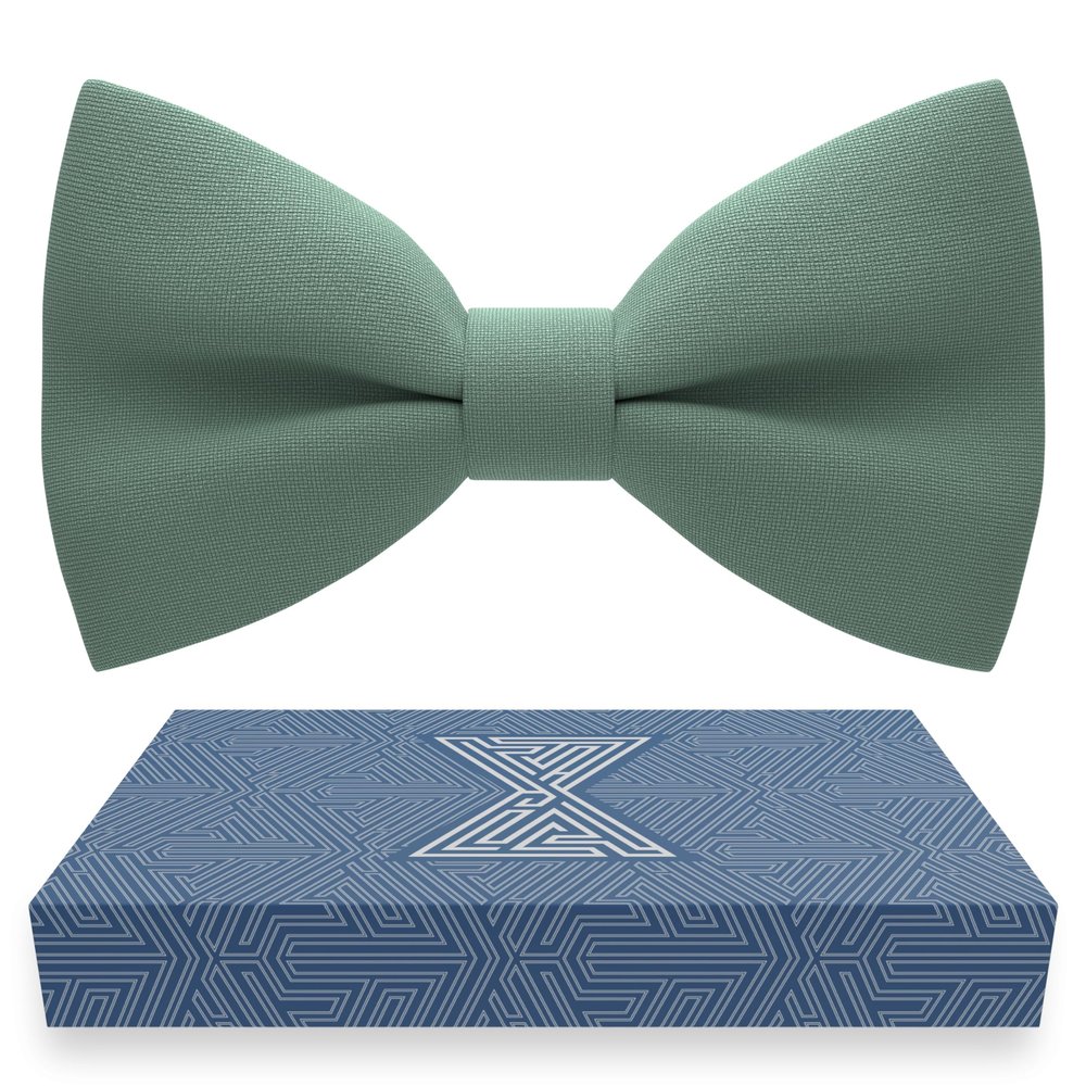 Bow Tie House Babies Sage Green Classic Pre-Tied Bow Tie Formal Solid Tuxedo (Small, Green Fern)
