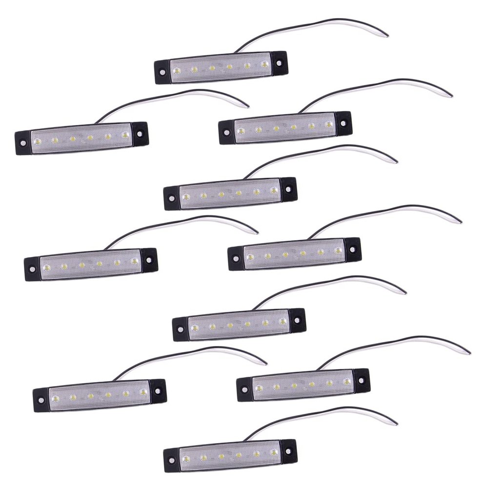 beler 10Pcs Marine Boat White 6 LED Lamp Cabin Deck Courtesy Stern Transom Step Light