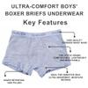 Simply Life Boys Underwear Breathable Bamboo Viscose/Spandex Boxer Briefs Soft and Comfy Trunks (3pc Pack) - SLIN-1906B_8-9 view 2