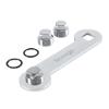 uueeGo Non-Corrosive Aluminum Boat Drain Plug Wrench, Patented, Fits 1/2 inch NPT Plug, Easy to Use and Store, Includes 3 Spare Boat Drain Plugs, Silver view 1