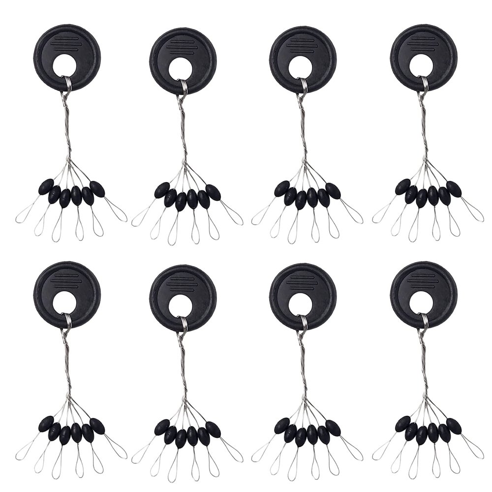 EUPHENG 600Pcs Fishing Rubber Bobber Stops, 6 in 1 Float Sinker Stopper, Bobber Stoppers for Fishing Line Oval Shape Column Shape Size L,M,S Available