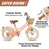 Glerc Little Molly 14 Inch Kids Bike, Retro Cruiser Girls Bike for Children Ages 3-5 Years Old, Kids Bicycle with Wicker Basket & Training Wheels, Peach view 3
