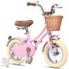 Glerc Little Molly 12 Inch Kids Bike, Retro Cruiser Girls Bicycle for Children Ages 2-4 Years Old, Toddler Bike with Wicker Basket & Training Wheels, Pink view 1