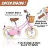 Glerc Little Molly 12 Inch Kids Bike, Retro Cruiser Girls Bicycle for Children Ages 2-4 Years Old, Toddler Bike with Wicker Basket & Training Wheels, Pink view 3