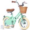 Glerc Little Molly 12 Inch Kids Bike, Retro Cruiser Girls Bicycle for Children Ages 2-4 Years Old, Toddler Bike with Wicker Basket & Training Wheels, Mint Green view 1