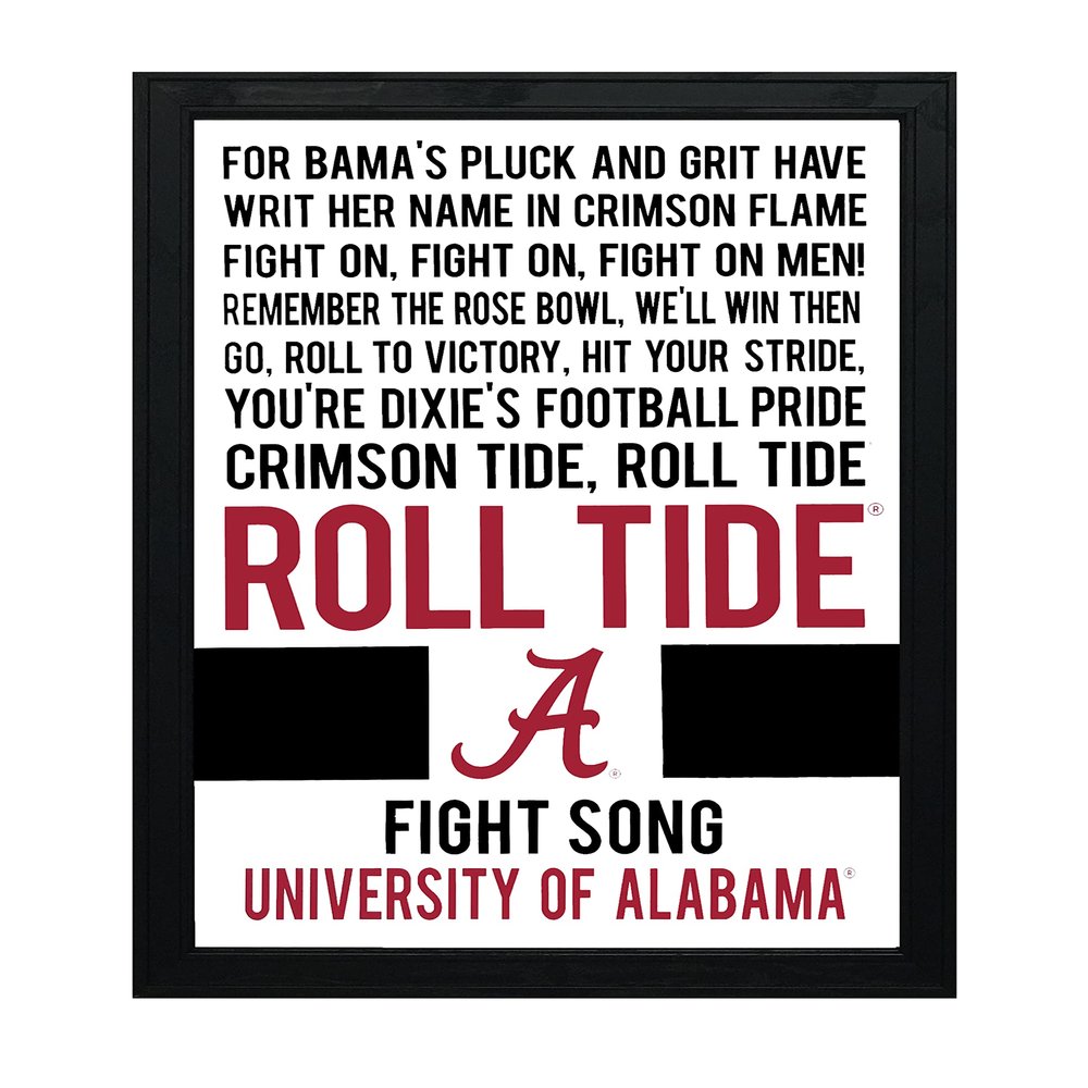 Alabama Crimson Tide Gift - Roll Tide Poster - Officially Licensed Art Print - 13x19" - Yea Alabama Fight Song Poster (No Frame)