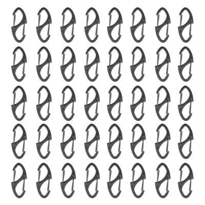 40 Pieces of S Shaped Double Carabiner Keychain (1.6 Inch) Dual Gate S Binder Carabiner Ideal for Camping Traveling Fishing (Dark Grey)