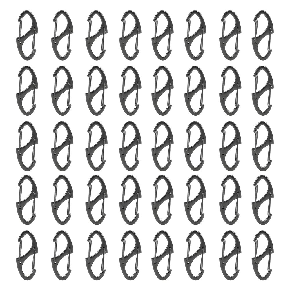 40 Pieces of S Shaped Double Carabiner Keychain (1.6 Inch) Dual Gate S Binder Carabiner Ideal for Camping Traveling Fishing (Dark Grey)
