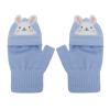 RONGXINUS Kids Winter Warm Glove Boys Girls Knitted Half Finger Mitten Children Cute Rabbit Flip Top Glove Kids Hand Covers Outdoor Thermal Mitten Children Xmas Gifts for 4-12 Years Old view 2