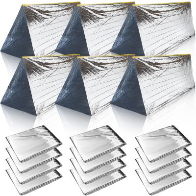 Woanger 4/10/20 Pcs Emergency Tent for Homeless Survival Tents Bulk 2 Person Tube Camping Tents 8 ft x 3 ft Shelter Survival Tent Portable Shelter for Hiking Backpacking Camping Outdoor(Silver,10 Pcs)