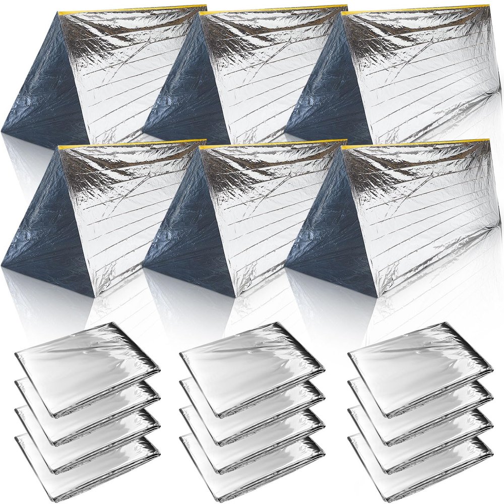 Woanger 4/10/20 Pcs Emergency Tent for Homeless Survival Tents Bulk 2 Person Tube Camping Tents 8 ft x 3 ft Shelter Survival Tent Portable Shelter for Hiking Backpacking Camping Outdoor(Silver,10 Pcs)