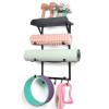 DOCMON Yoga Mat Holder Wall Mount,17" x 28" Yoga Mat Rack Home Gym Accessories, Storage for Foam Roller, with Wood Floating Shelves for Hanging Yoga Strap and Resistance Bands view 1