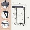 DOCMON Yoga Mat Holder Wall Mount,17" x 28" Yoga Mat Rack Home Gym Accessories, Storage for Foam Roller, with Wood Floating Shelves for Hanging Yoga Strap and Resistance Bands view 3