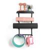 DOCMON Yoga Mat Holder Wall Mount,17" x 28" Yoga Mat Rack Home Gym Accessories, Storage for Foam Roller, with Wood Floating Shelves for Hanging Yoga Strap and Resistance Bands view 4