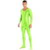 Daenrui Men's One Piece Spandex Long Sleeve Bodysuit Unitard Stretchy Workout Jumpsuit Leotard Costume Fluorescent Green X-Large view 2