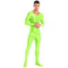 Daenrui Men's One Piece Spandex Long Sleeve Bodysuit Unitard Stretchy Workout Jumpsuit Leotard Costume Fluorescent Green X-Large view 3