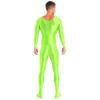 Daenrui Men's One Piece Spandex Long Sleeve Bodysuit Unitard Stretchy Workout Jumpsuit Leotard Costume Fluorescent Green X-Large view 4