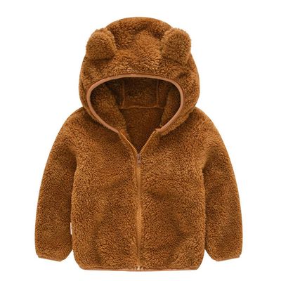 Infant Baby Boys Girls Fleece Jacket Long Sleeve Ears Hoodies Clothes Autumn Winter Thick Warm (Brown, 12-18 Months)