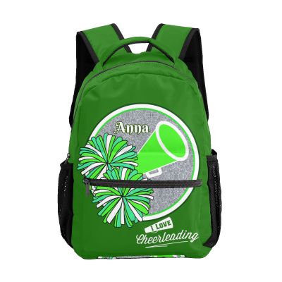 WOWPersonalTailor Green Cheerleader Shoulder Backpack Waterproof Travel Bag for Family Friends Gifts