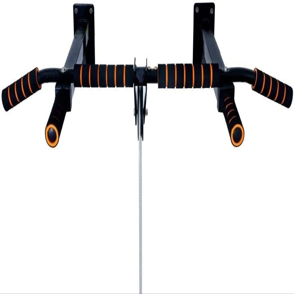 sainio Pull Up Bar Wall Mounted Chin Up Bar Side Pulley with Lats Bar, Tricep Bar