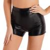 Yihuimin Women Patent Leather Athletic Shorts High Waist Hipster Dance Booty Shorts Club Hot Pants Black Medium view 2