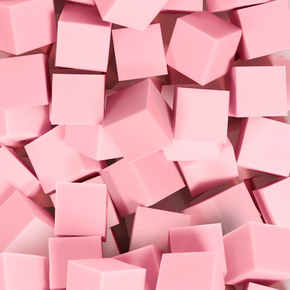 TAYUQEE Foam Pit Cubes, 24 PCS 5 Inches Gymnastics Foam Blocks Trampoline Blocks, Multi-Sport Protective Padding for Freerunning, Trampoline, Parkour, Skate Parks & BMX - Pink