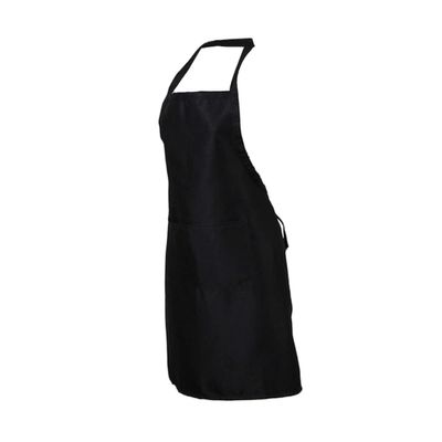 Housoutil 2 Pockets Bib Apron Waterproof Pure Neck Strap Kitchen Restaurant Chef Smock