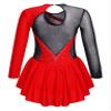 JanJean Kids Girls Long Sleeve Shiny Figure Ice Skating Dress Ballet Dance Gymnastics Leotard Dress Red Floral 6 Years view 3