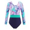 Huimingda Kids Girls Long Sleeve Leotard Gymnastics Sport Bodysuit Dance Skating Costume Shadow Pink 10 Years view 1