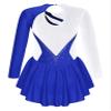 JanJean Kids Girls Long Sleeve Shiny Figure Ice Skating Dress Ballet Dance Gymnastics Leotard Dress Royal Blue B 10 Years view 2