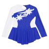 JanJean Kids Girls Long Sleeve Shiny Figure Ice Skating Dress Ballet Dance Gymnastics Leotard Dress Royal Blue B 10 Years view 3