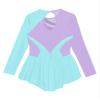 JanJean Kids Girls Long Sleeve Shiny Figure Ice Skating Dress Ballet Dance Gymnastics Leotard Dress Light Blue B 6 Years view 4