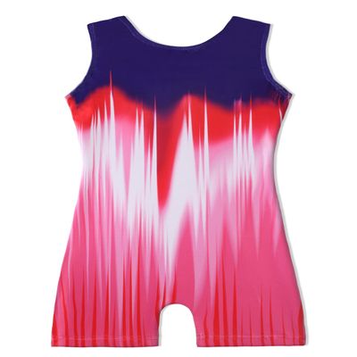 EQSJIU Gymnastics Leotards with Shorts for Girls Unicorn Rainbow Balloon Flower Sparkly Gradient Colors Biketard, 4-5T, Gradient Red