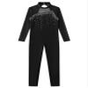 Oyolan Kids Girls Rhinestones Long Sleeves Full Body Jumpsuit Romper Leotard Unitard for Ballet Dance Gymnastics Black 16 Years view 3