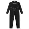 Oyolan Kids Girls Rhinestones Long Sleeves Full Body Jumpsuit Romper Leotard Unitard for Ballet Dance Gymnastics Black 16 Years view 4