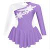 JanJean Kids Girls Long Sleeve Shiny Figure Ice Skating Dress Ballet Dance Gymnastics Leotard Dress Lavender B 6 Years view 1