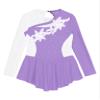 JanJean Kids Girls Long Sleeve Shiny Figure Ice Skating Dress Ballet Dance Gymnastics Leotard Dress Lavender B 6 Years view 3