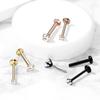 Satix 20G Push In Labret Monroe Surgical Steel Gold Labret Studs with 2mm CZ Prong Set Press Fit Threadless Top and Flat Back 1/4-6mm view 4