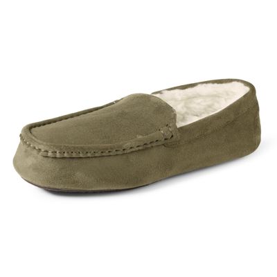 Amazon Essentials Men's Moccasin Slippers, Dark Olive Microsuede, 13