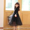 aromm Girls Tutu Dress Long Sleeve Stretchy Knit Tulle Dress Black with Pearl Hairband for Party Casual, 130 view 4