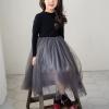 aromm Girls Tutu Dress Long Sleeve Stretchy Knit Tulle Dress Grey with Pearl Hairband for Party Casual, 140 view 4