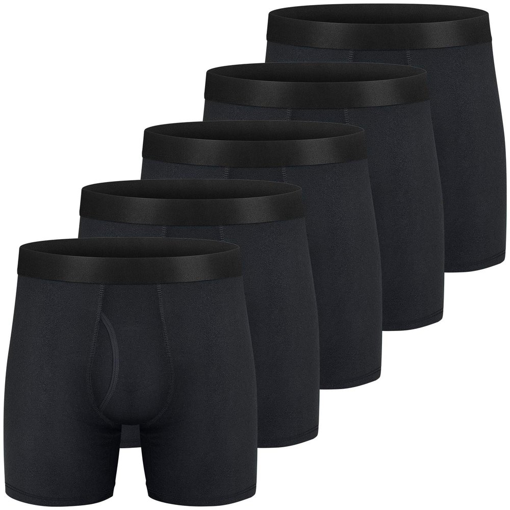 CONKEND Mens Boxer Briefs Cotton Underwear Pack 6no Ride up Regular Stretch Elastic Wide Band Boxer Briefs Black M